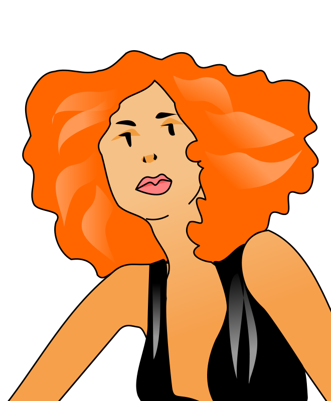 Flame Haired Cartoon Woman PNG