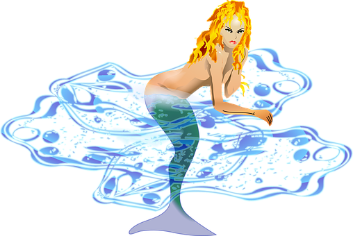 Flame Haired_ Mermaid_ Art PNG