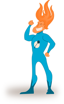 Flame Haired Superhero Illustration PNG