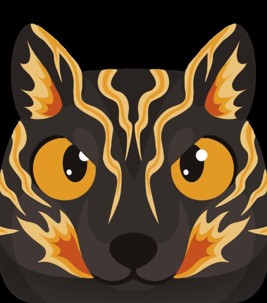 Flame Patterned Cat Illustration Wallpaper