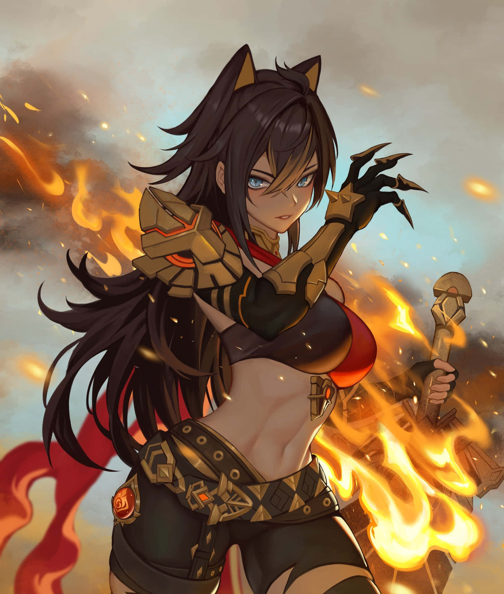 Flame Wielder Anime Character Wallpaper