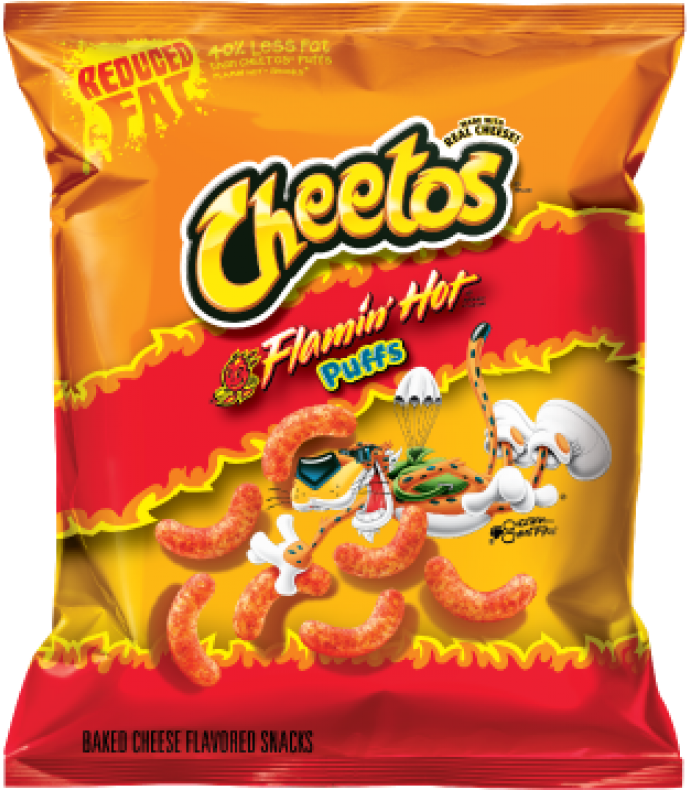 Flamin Hot Cheetos Puffs Reduced Fat Package PNG