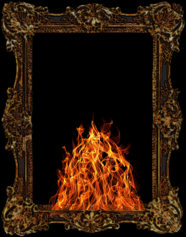 Flaming Artworkin Ornate Frame PNG