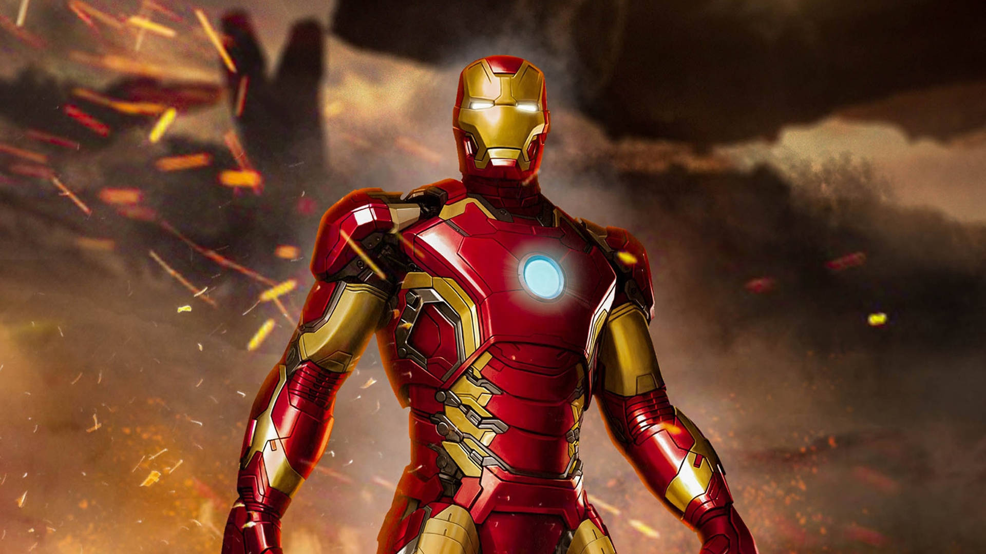 Flammende Aske Iron Man Superhelte Tapet Wallpaper