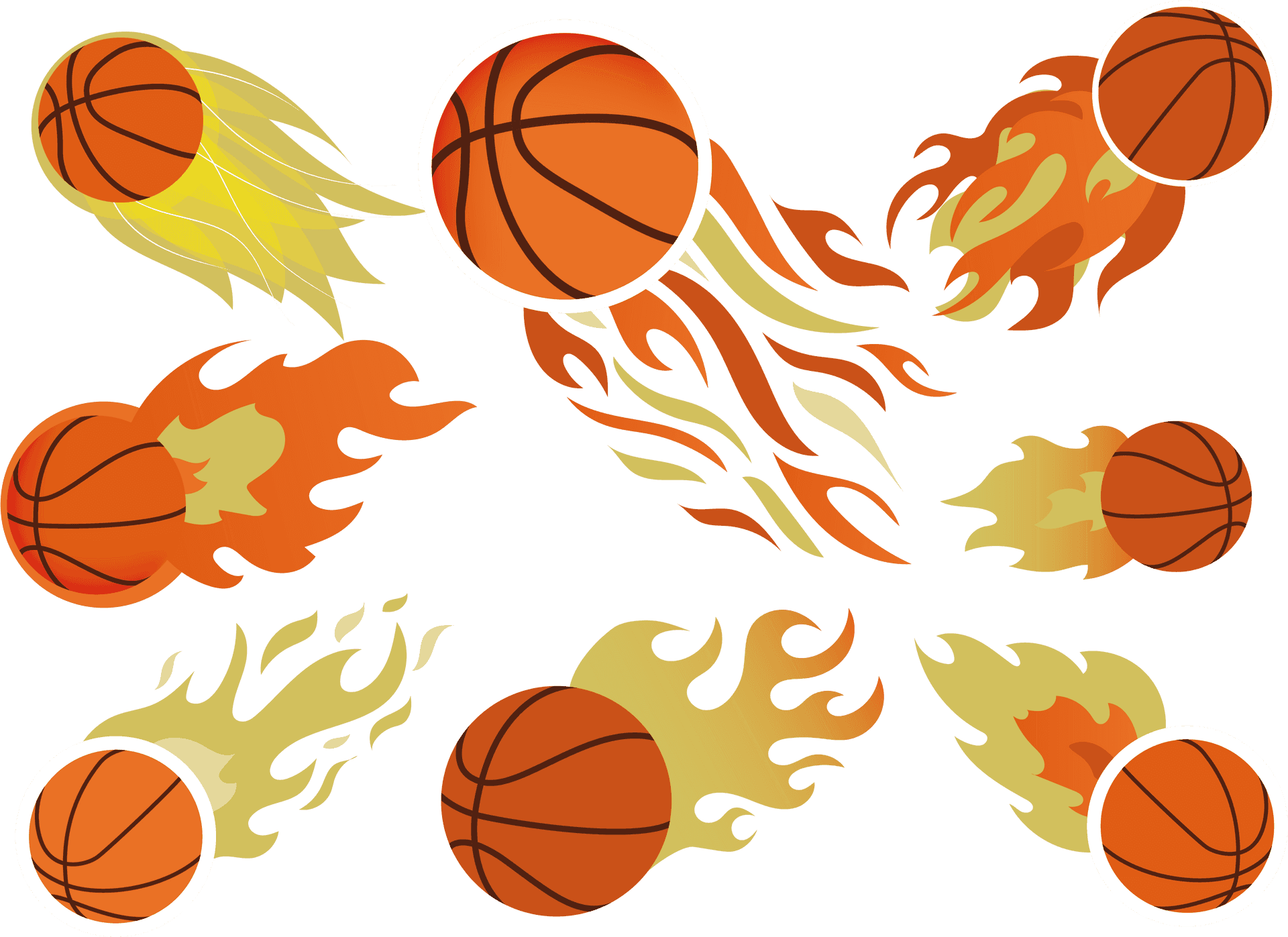 Flaming Basketballs Vector PNG