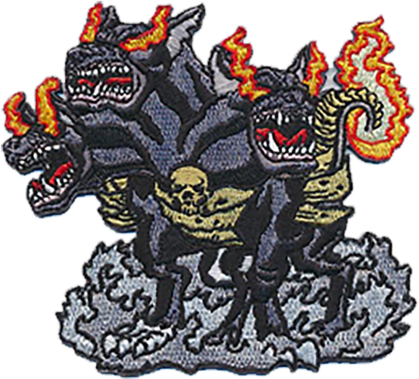 Flaming Cerberus Embroidery Patch PNG