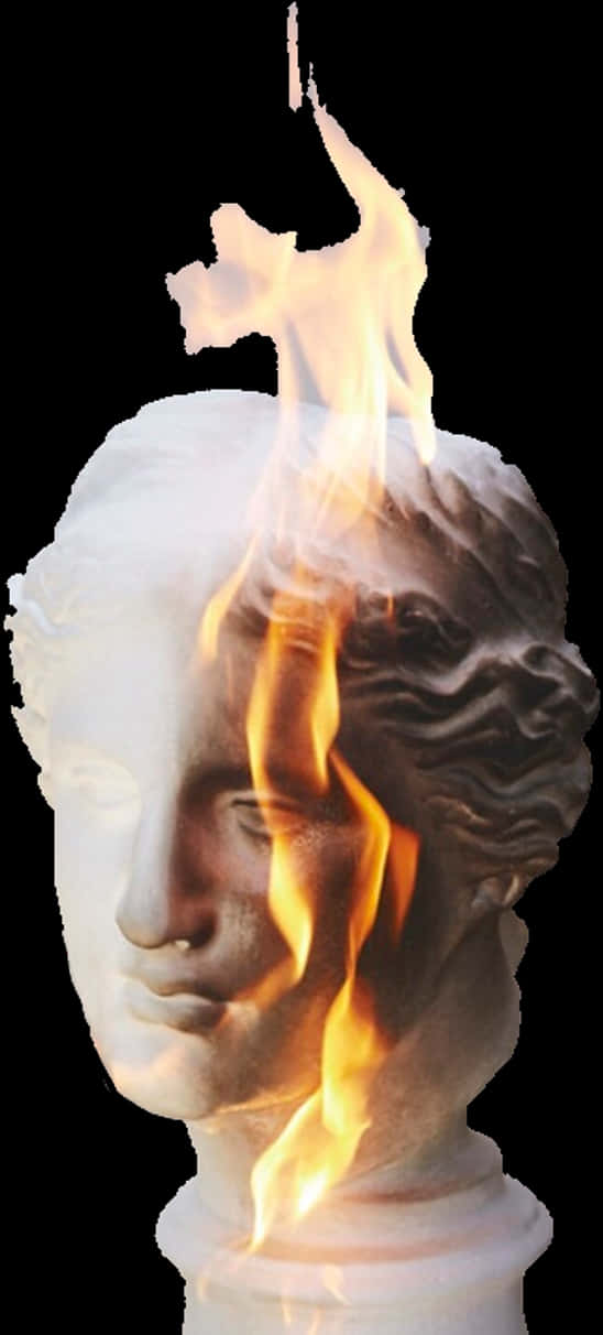 Flaming Classical Bust Candle PNG