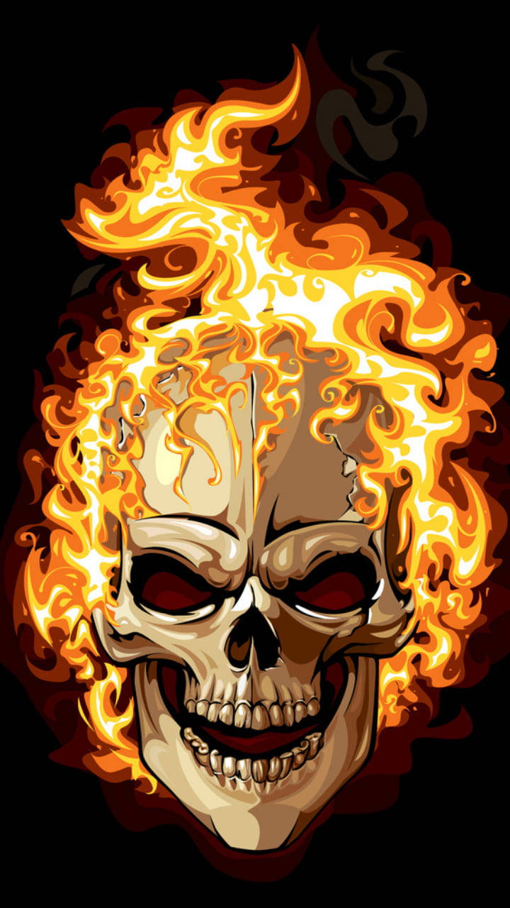 Flaming Gangster Skull Wallpaper