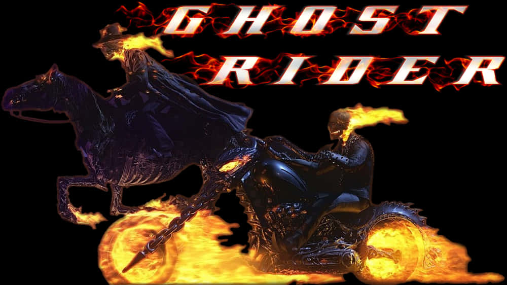 Flaming Ghost Riderand Horse PNG