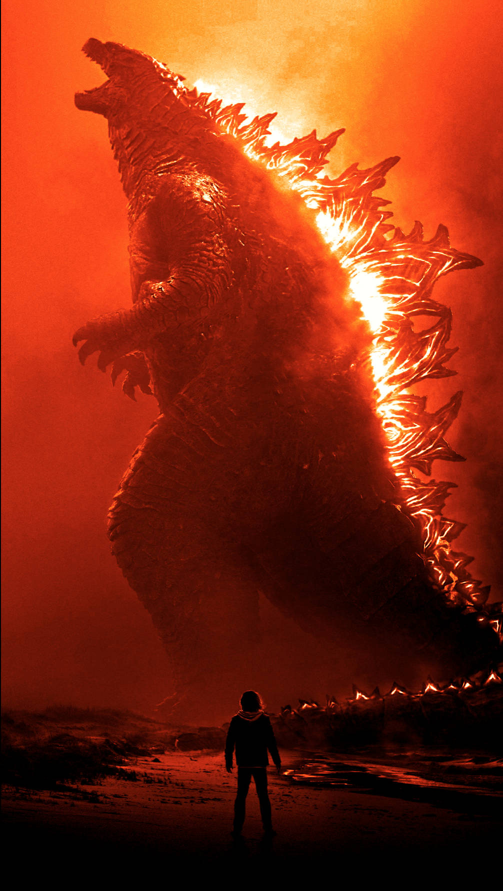 Flaming Giant Godzilla Background