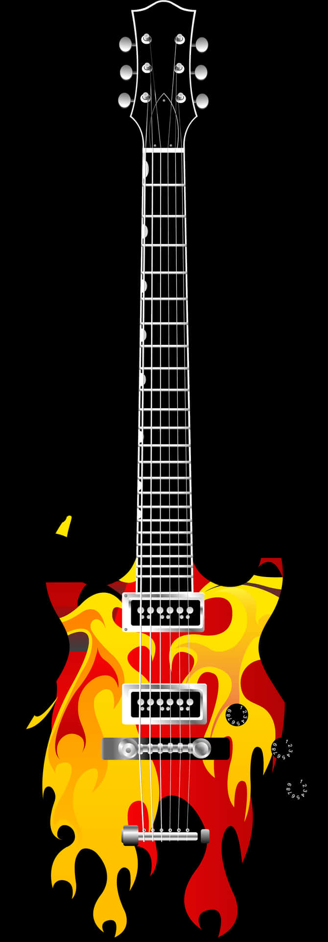 Flaming Guitar Graphic PNG