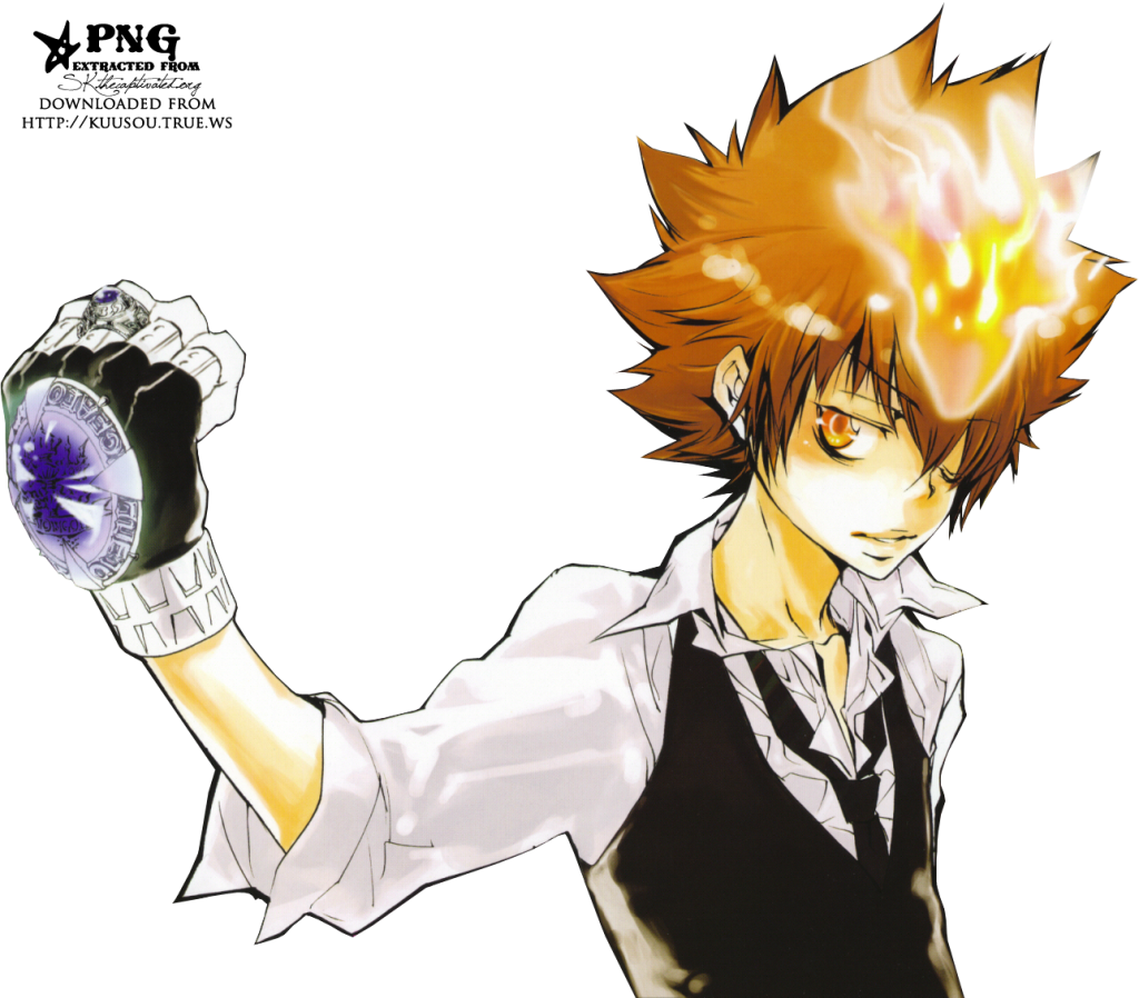 Flaming Hair Anime Character With Watch PNG