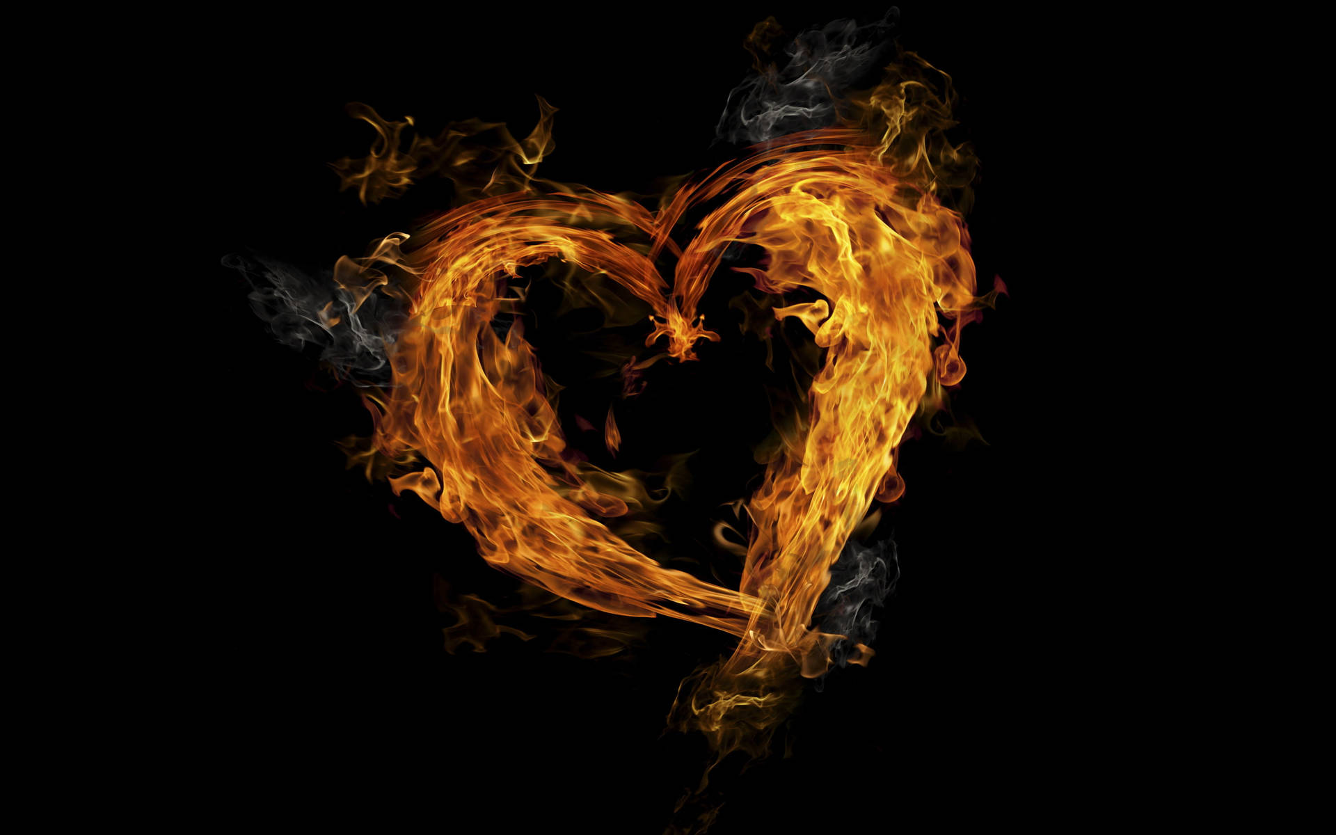 Flaming Heart Fire Background Wallpaper