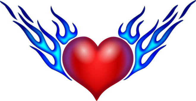 Flaming Heart Illustration PNG