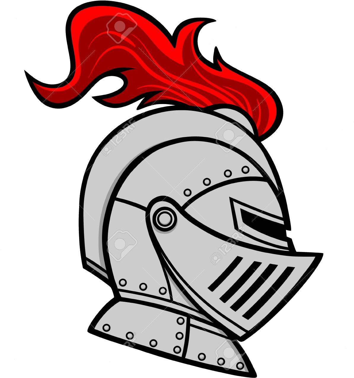 Flaming Knight Helmet Illustration PNG