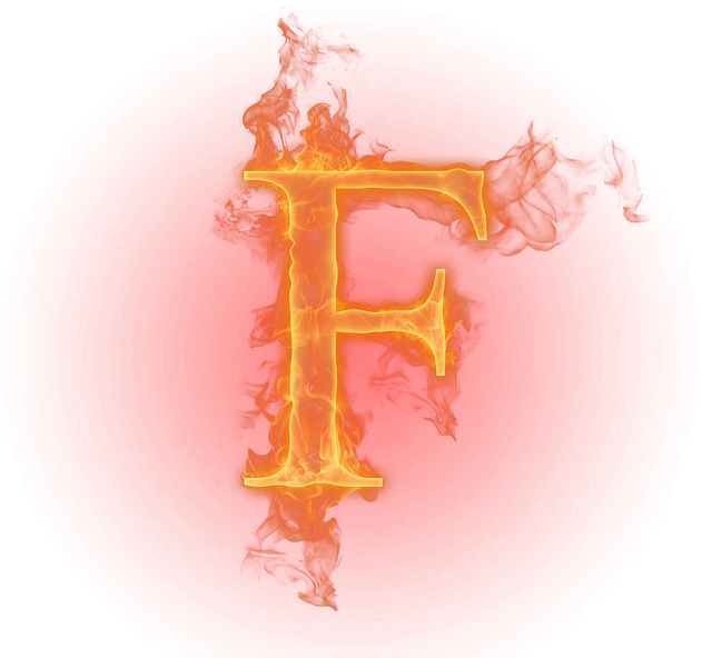 Flaming Letter F Graphic PNG