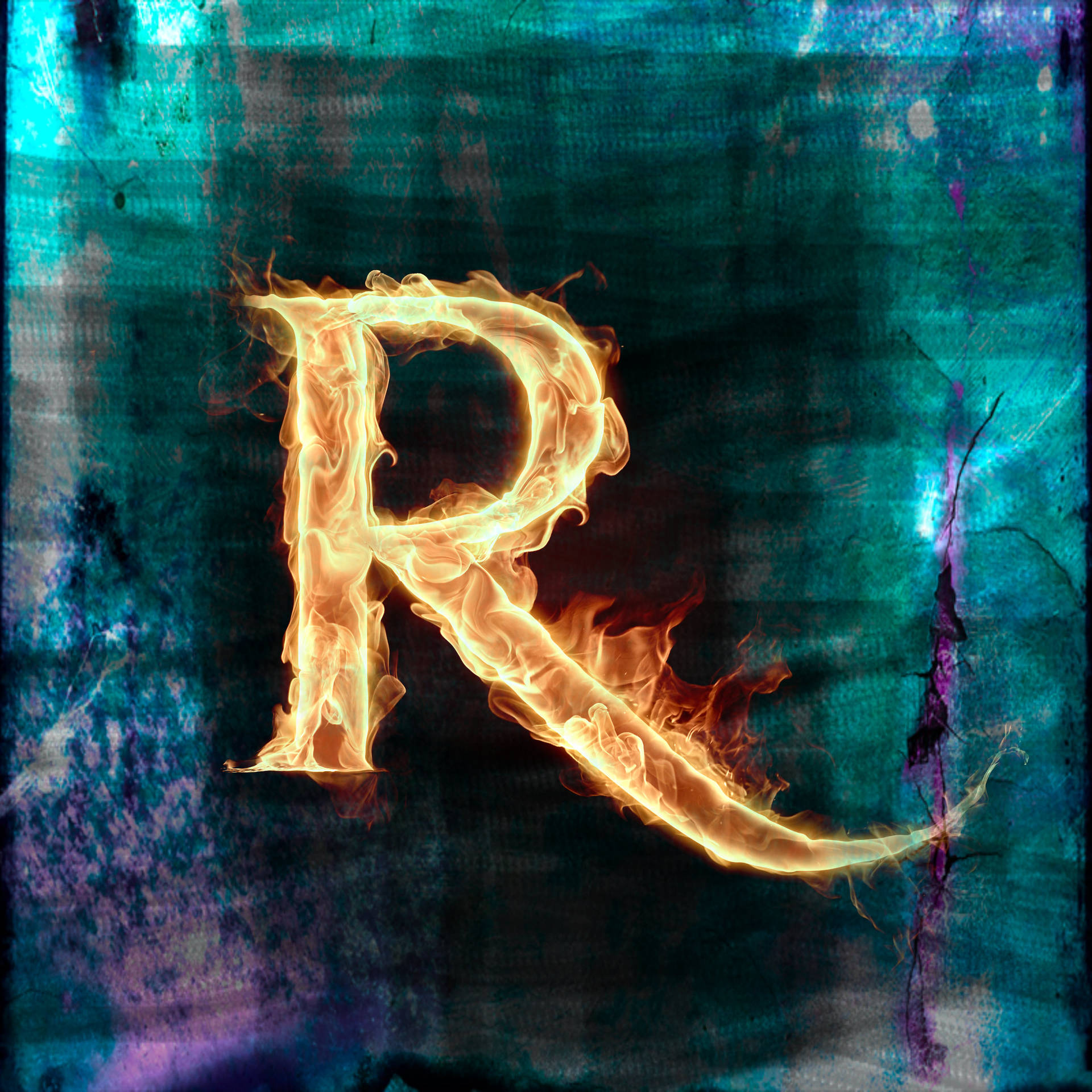 Flaming Letter R Long Tail Wallpaper