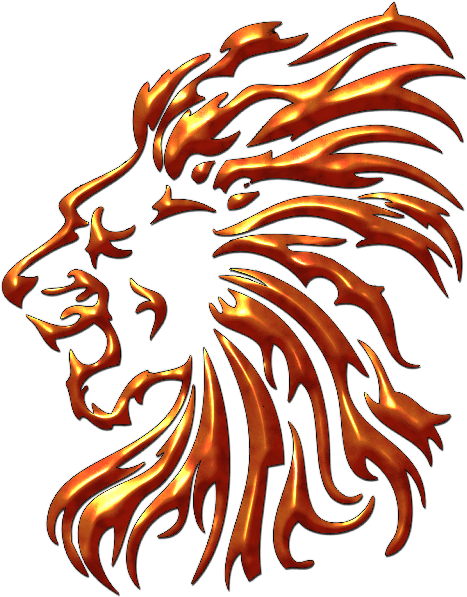 Flaming Lion Profile Tattoo Design PNG