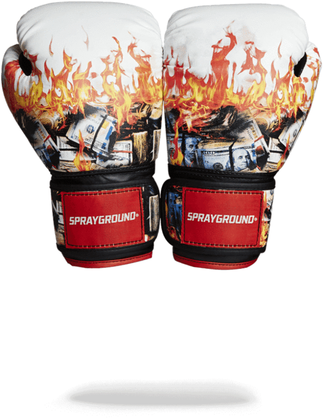 Flaming Money Boxing Gloves PNG