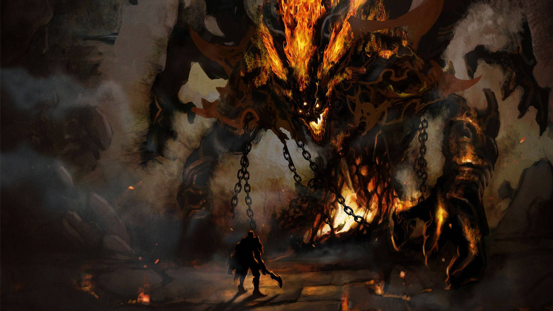 Fierce Flaming Monster Wallpaper