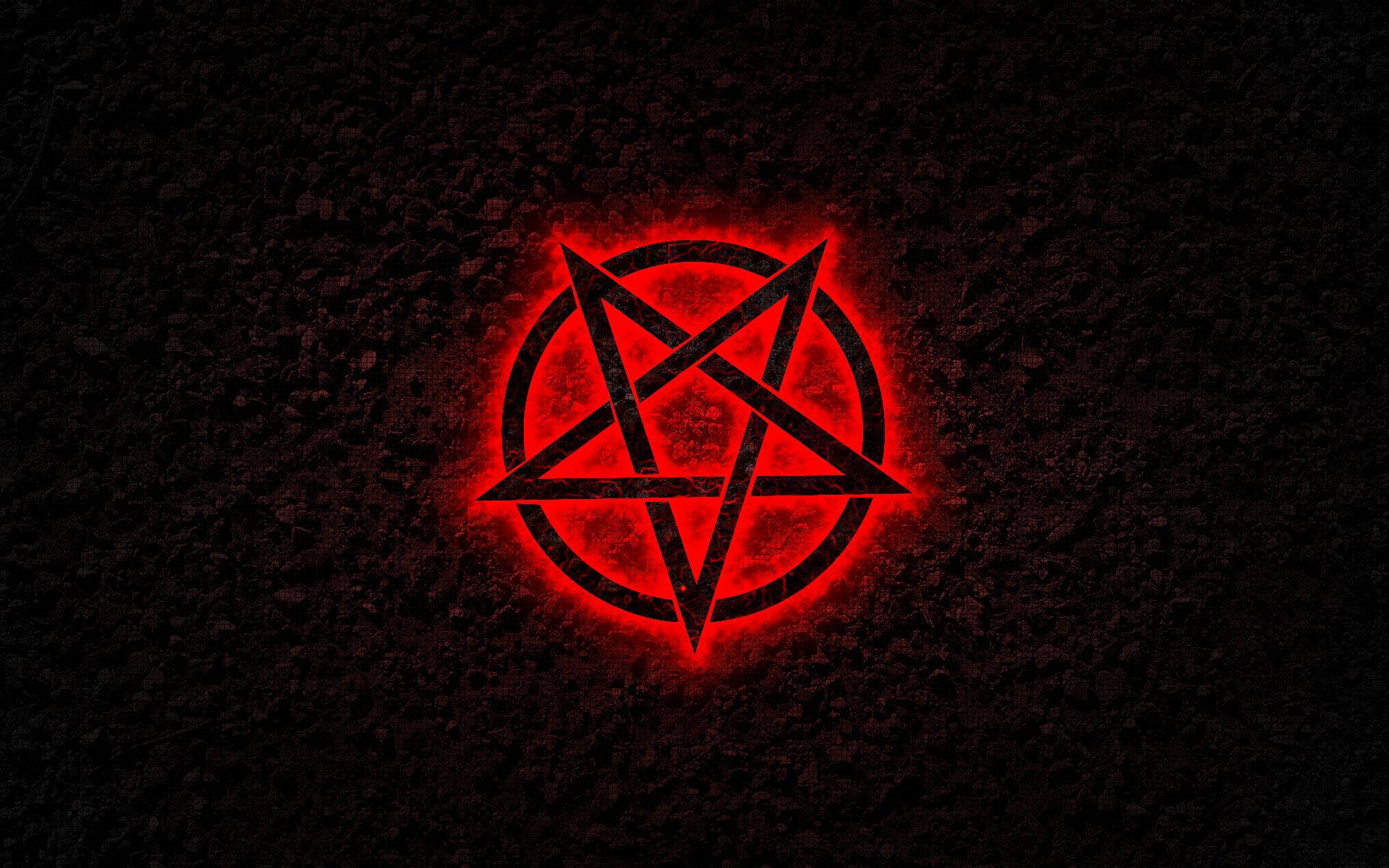 Flaming Neon Red Pentagram Wallpaper