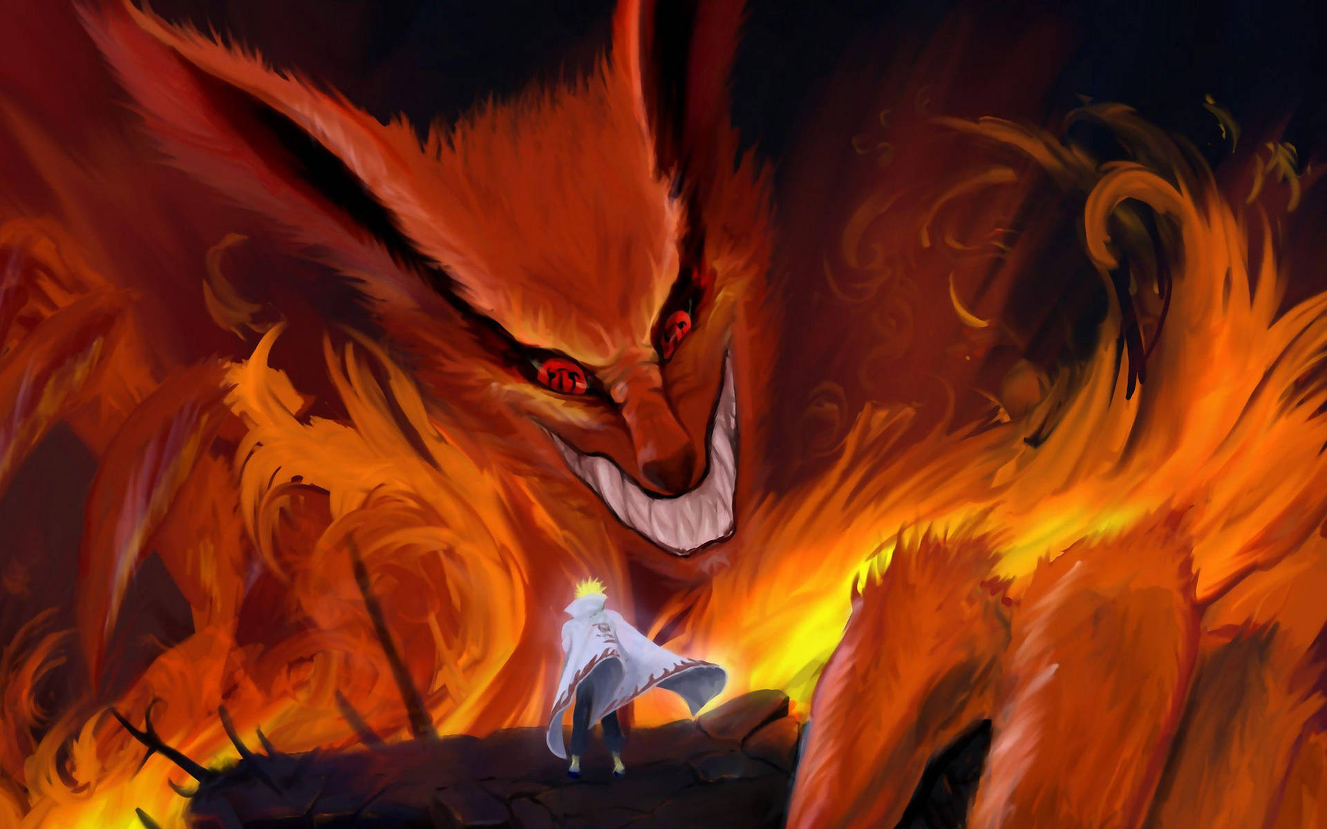 Flaming Nine Tailed Fox Wallpaper