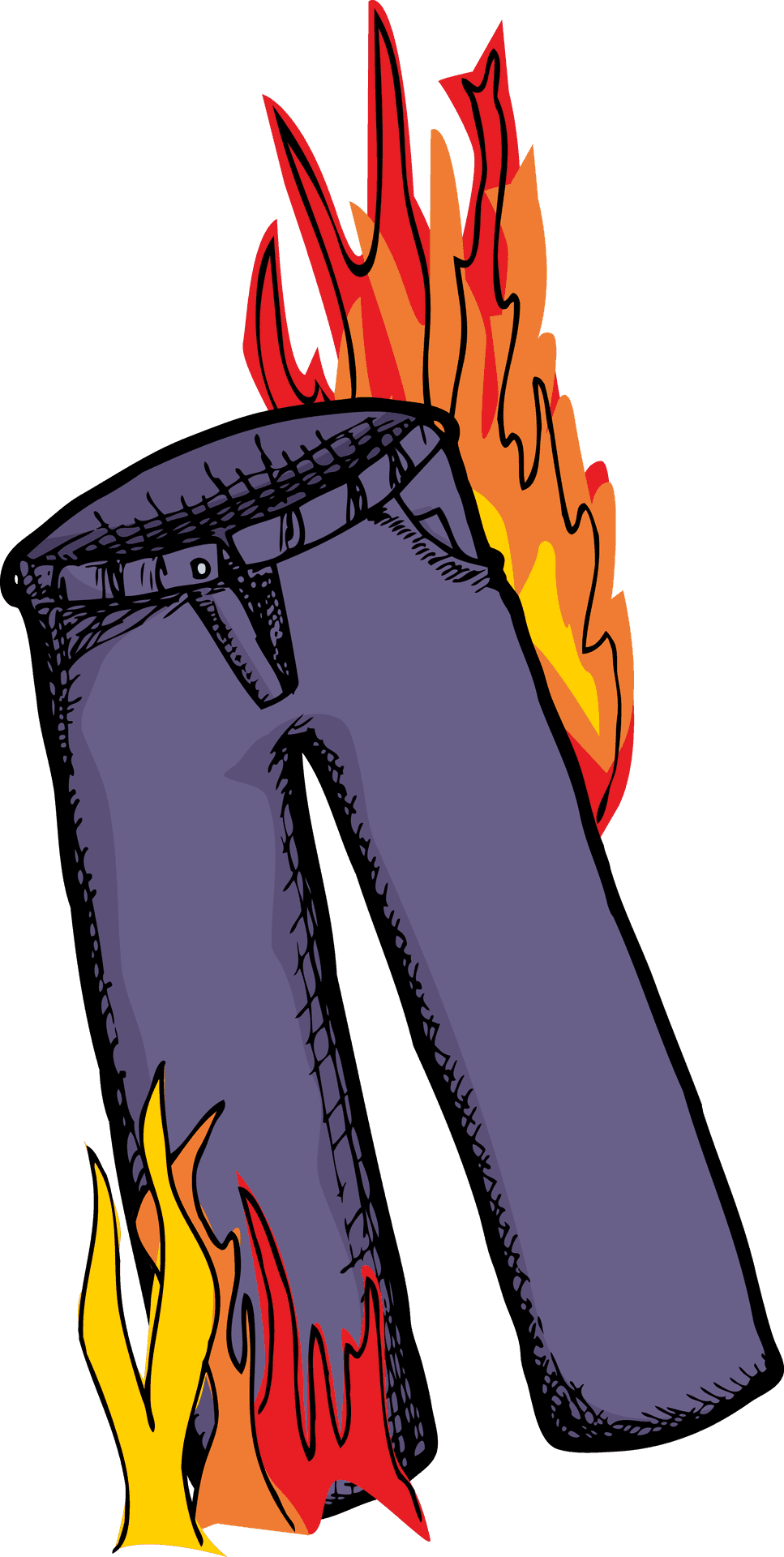 Flaming Pants Illustration PNG