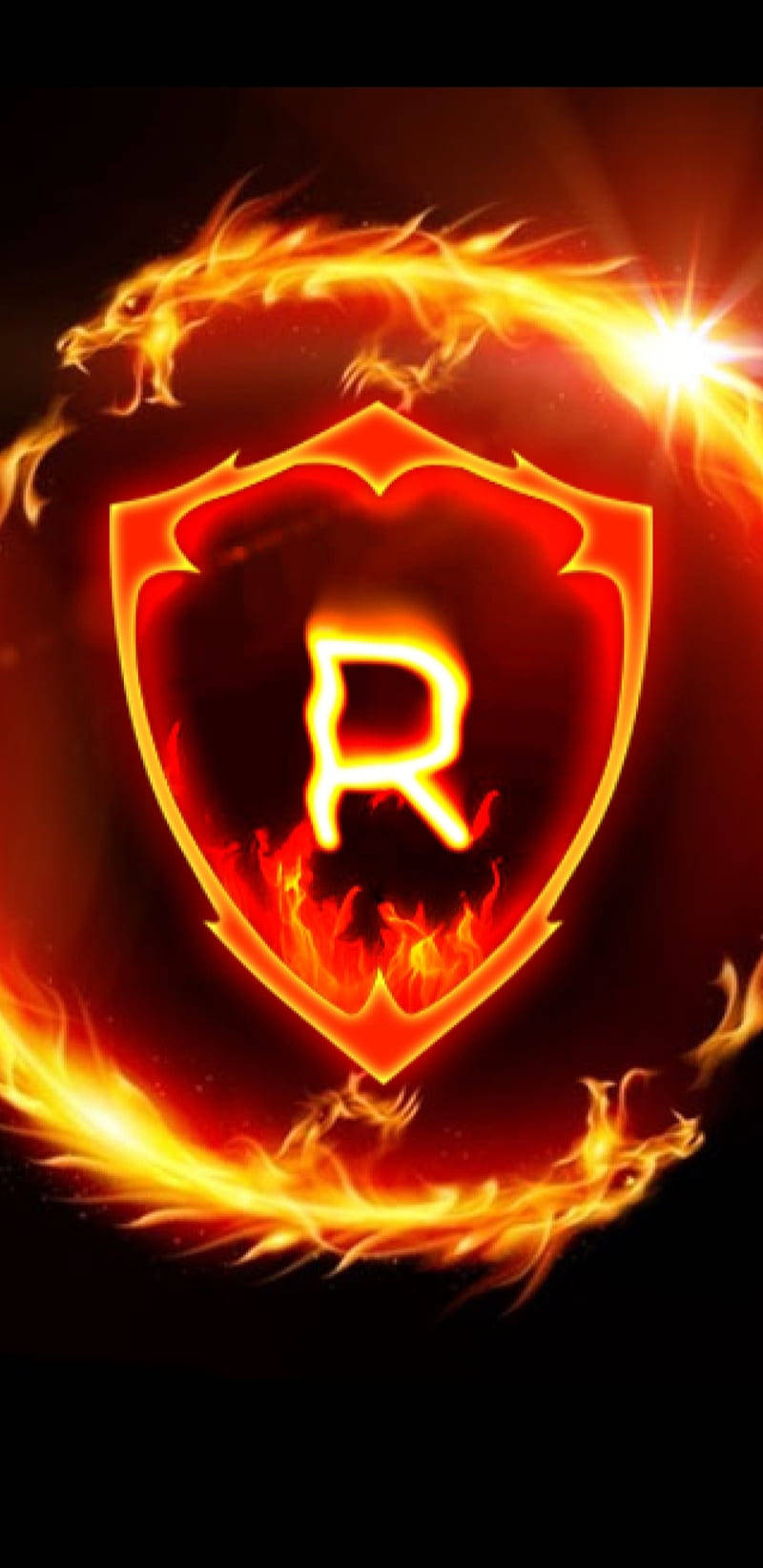 Flaming R Dragon Wallpaper
