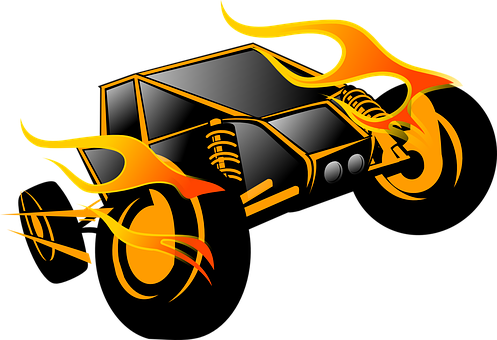 Flaming Race Car Graphic PNG