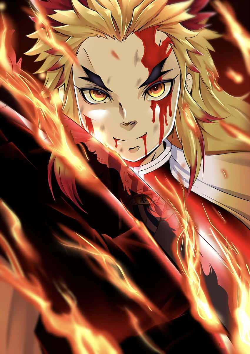 Flaming Rengoku Anime Kunstwerk Achtergrond