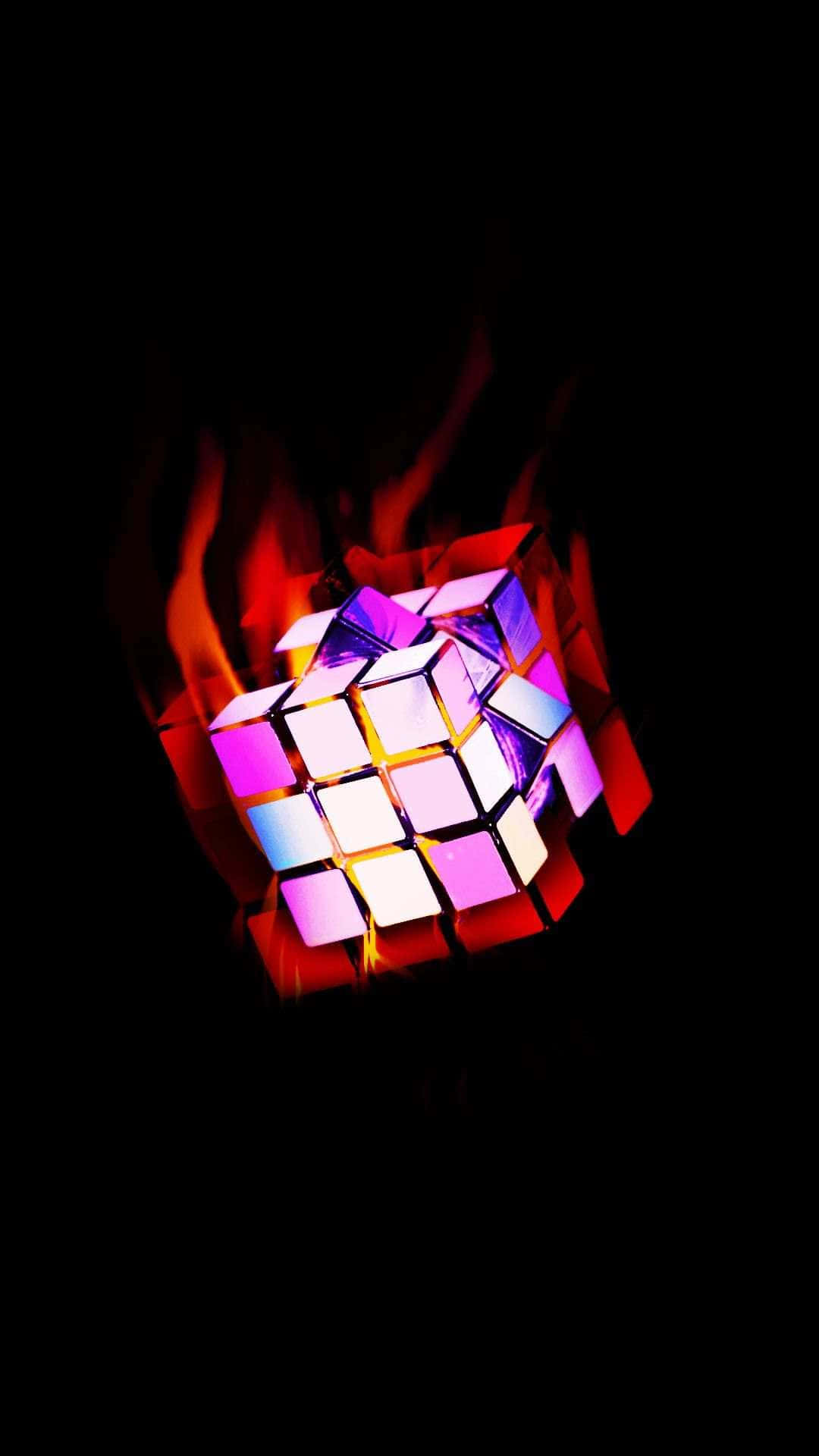 Flaming Rubiks Cube Wallpaper