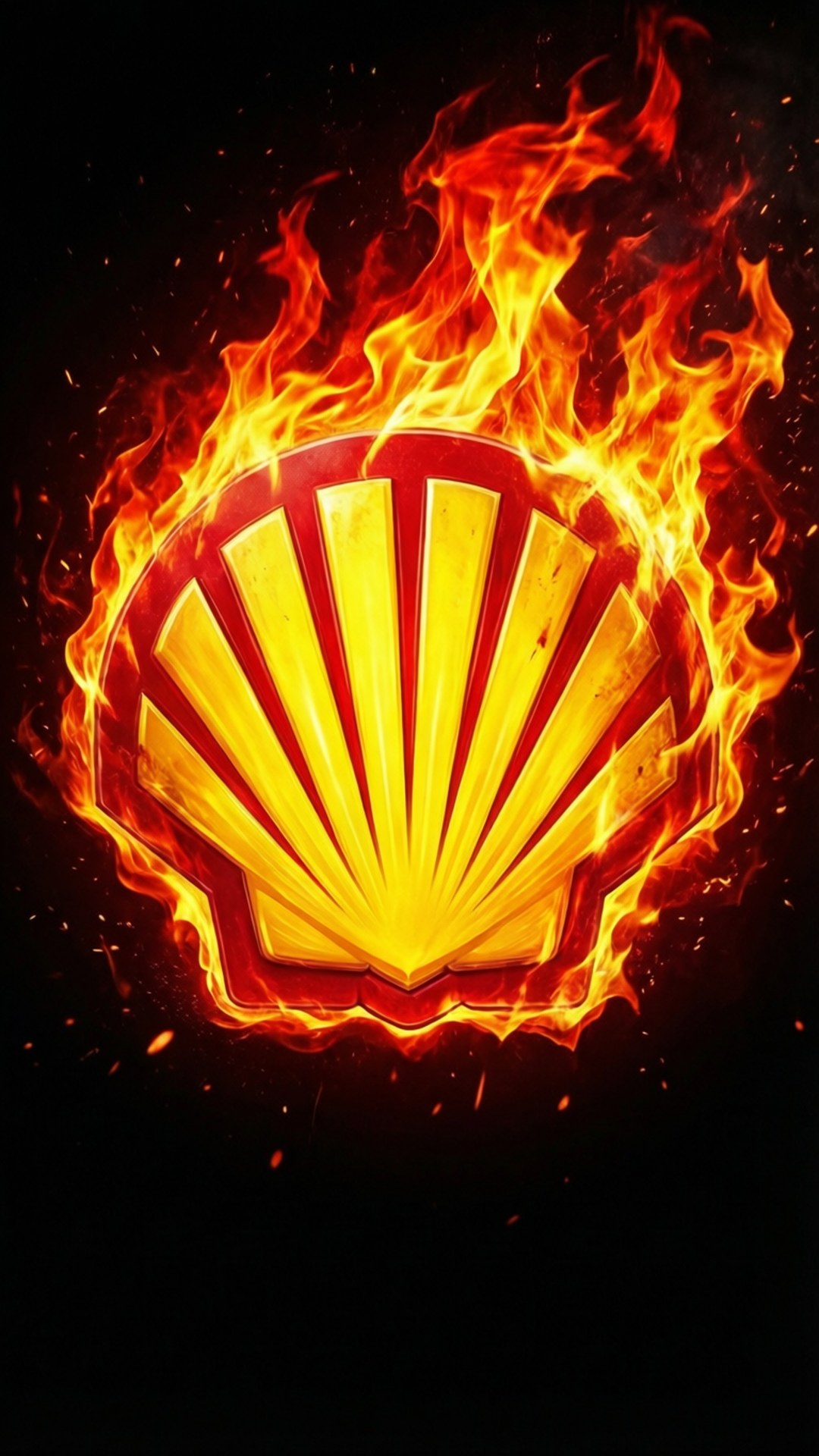 Flammendes Shell-Logo Wallpaper
