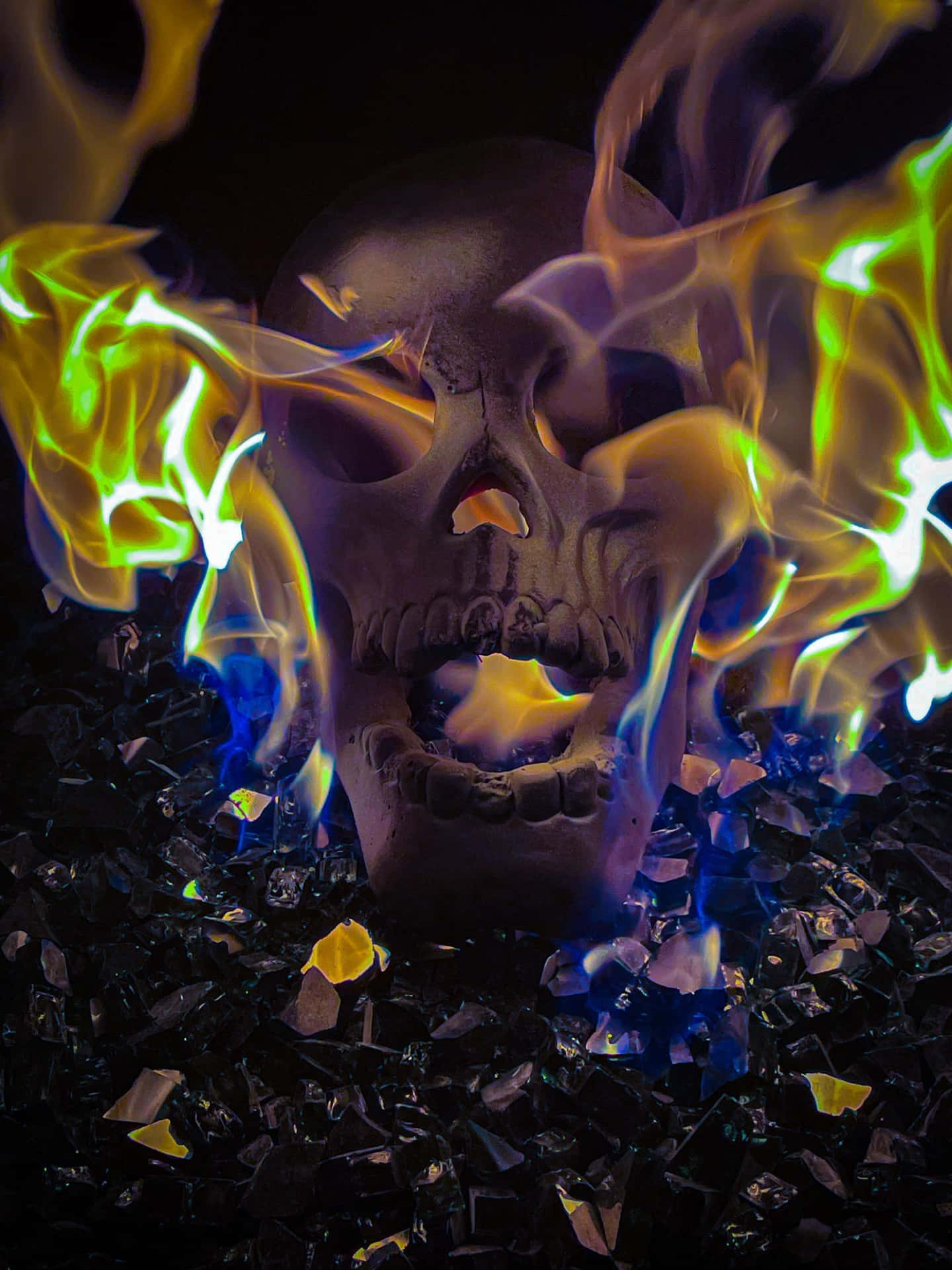 Flaming Skull Promises to Unleash Terror Wallpaper