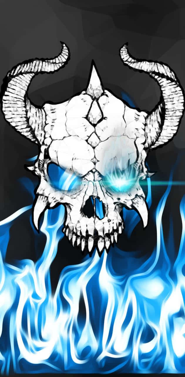 An intimidating flaming skull, ready to fight Wallpaper