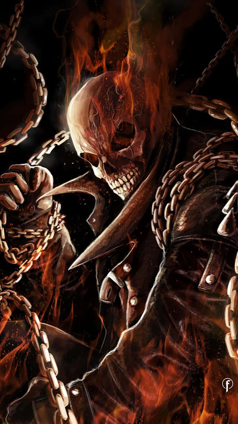 A Flaming Skull Scorches The Screen Wallpaper