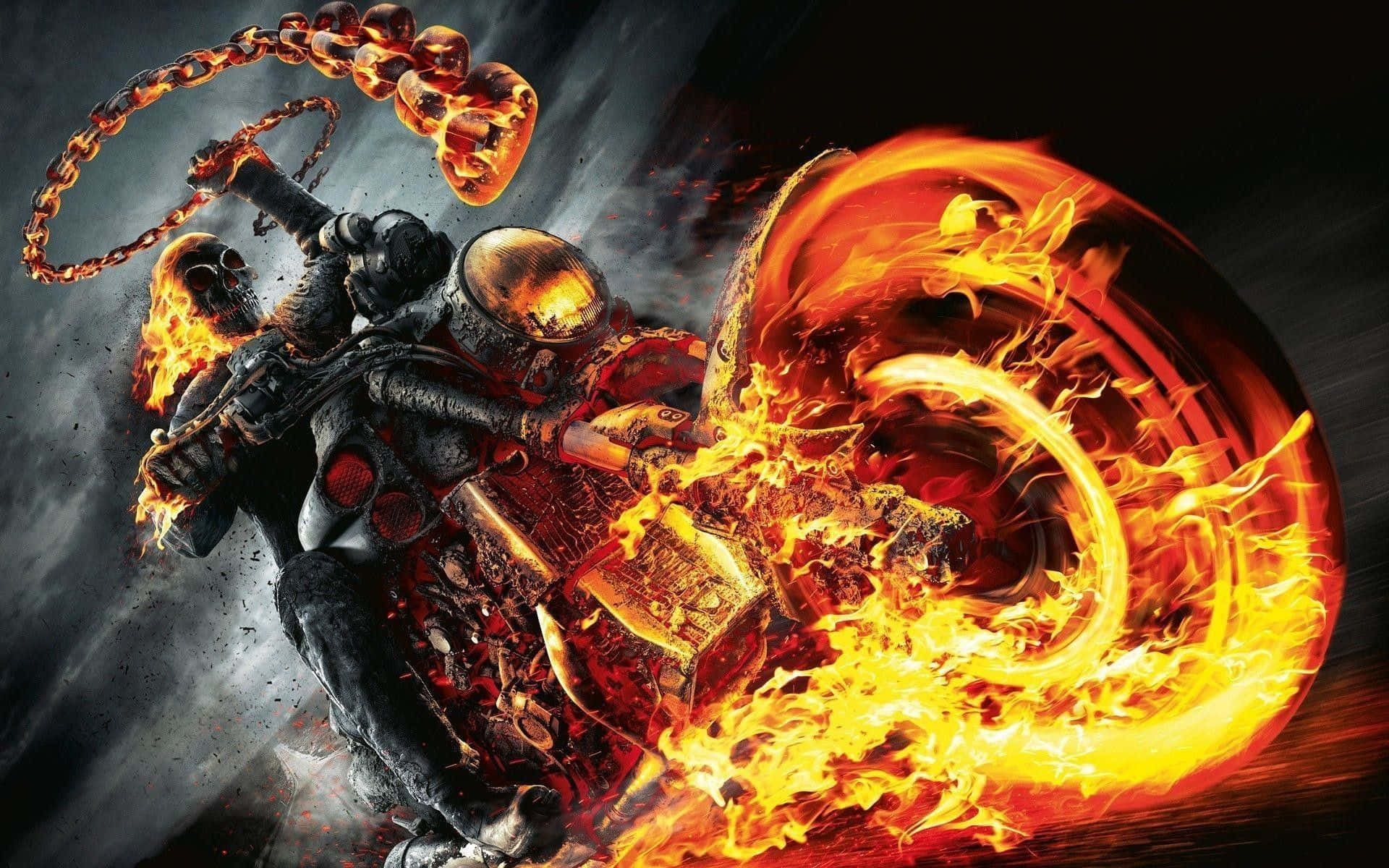 "Flaming Skull – Unleash Your Atoms of Fury" Wallpaper