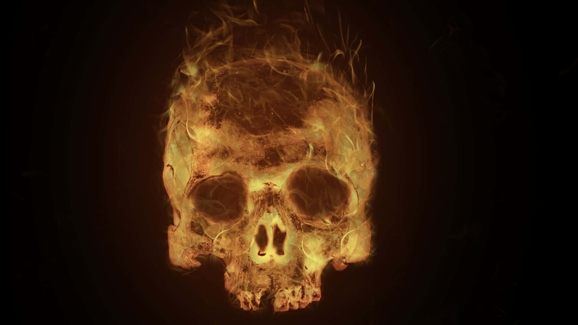 A Flaming Skull Brought to Life Wallpaper