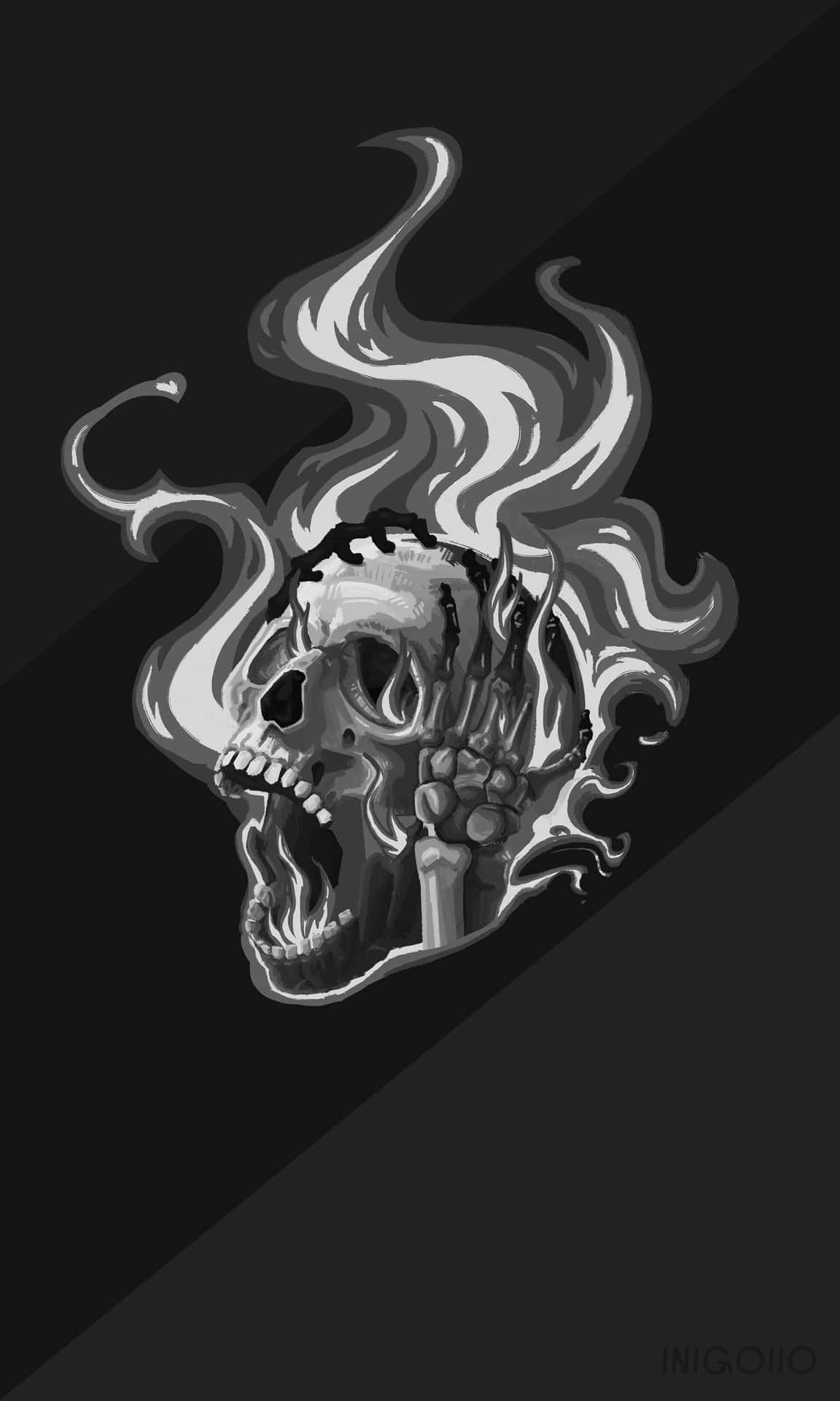 Flaming Skull – An Immortal Symbol of Power Wallpaper