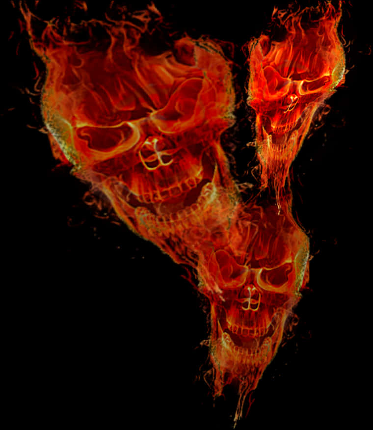 Flaming Skull Illusion PNG