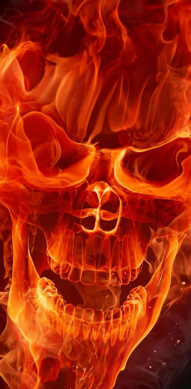 Flamme Skull - Lyser Ind I Nat Wallpaper