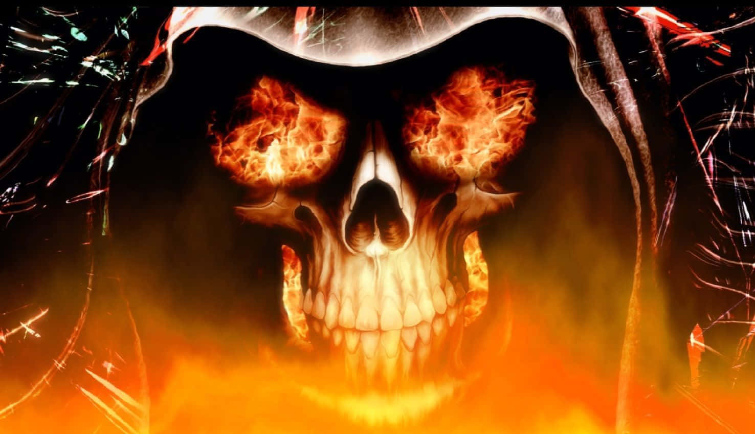 Flaming Skull Illuminating the Night Wallpaper