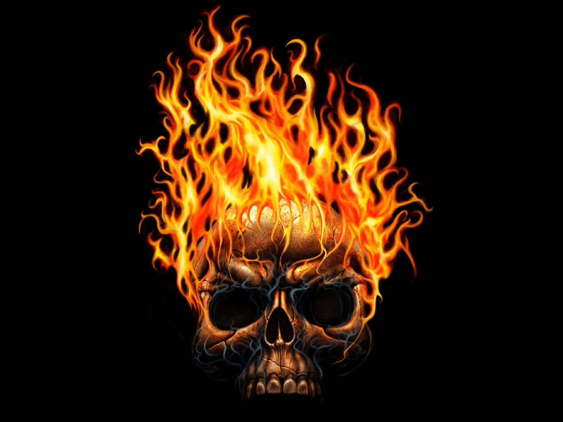 Show fear to the Flaming Skull Wallpaper
