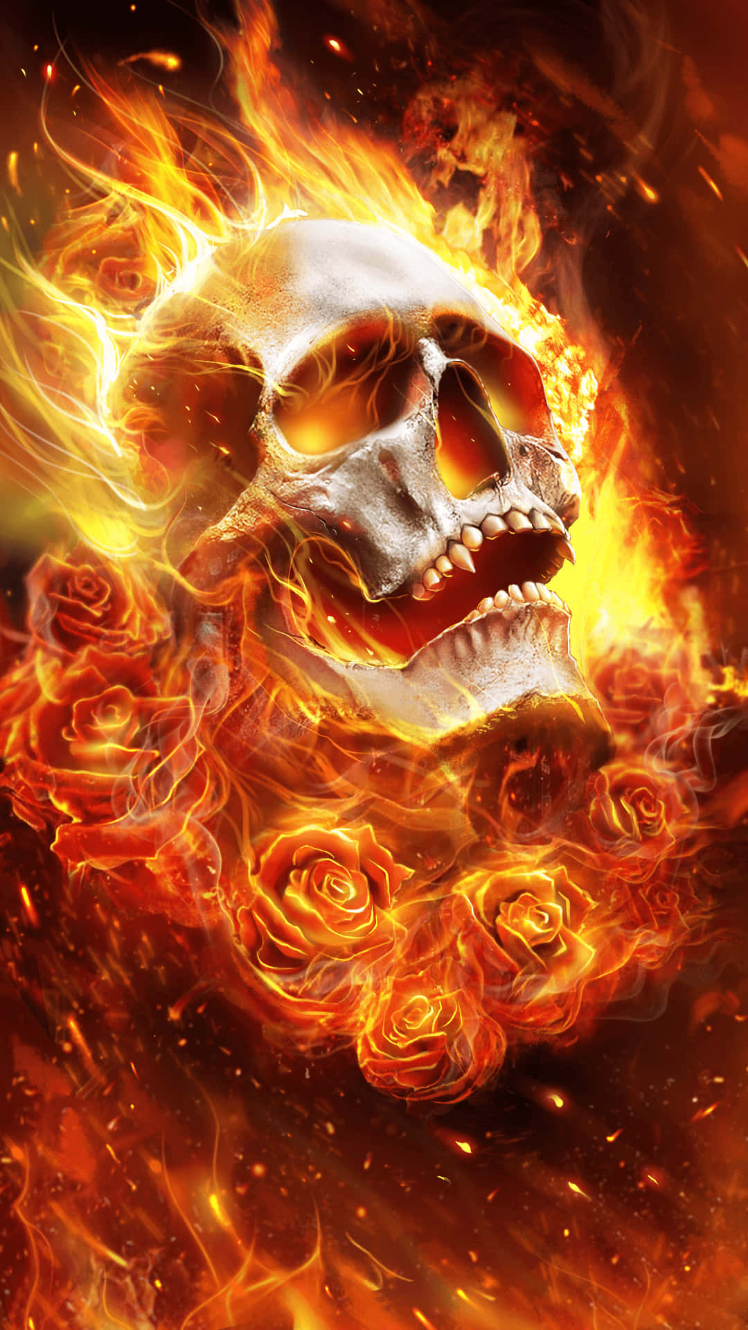 "Unlock the Power of the Flaming Skull" Wallpaper