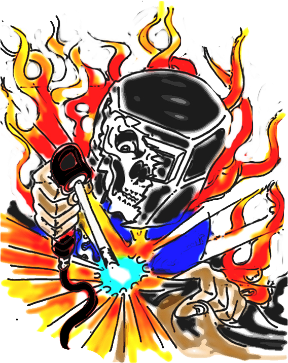 Flaming Skull Welder Vector PNG