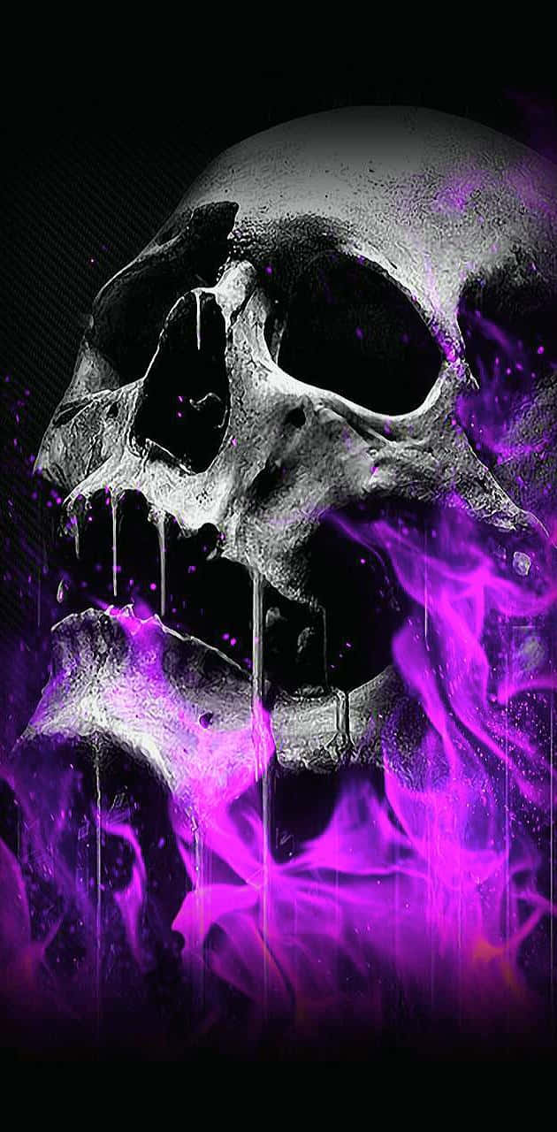 purple flaming skull