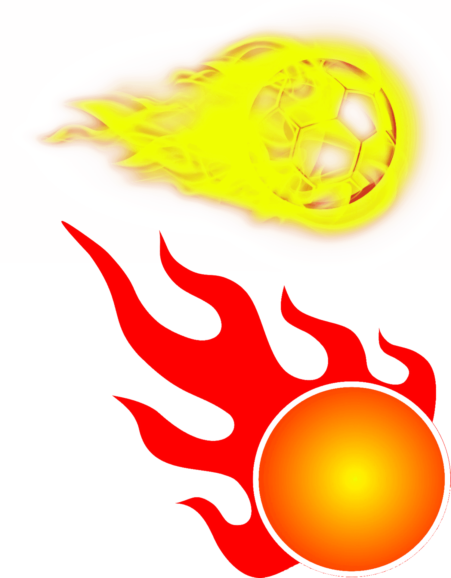 Flaming Soccer Balland Sun Vector PNG