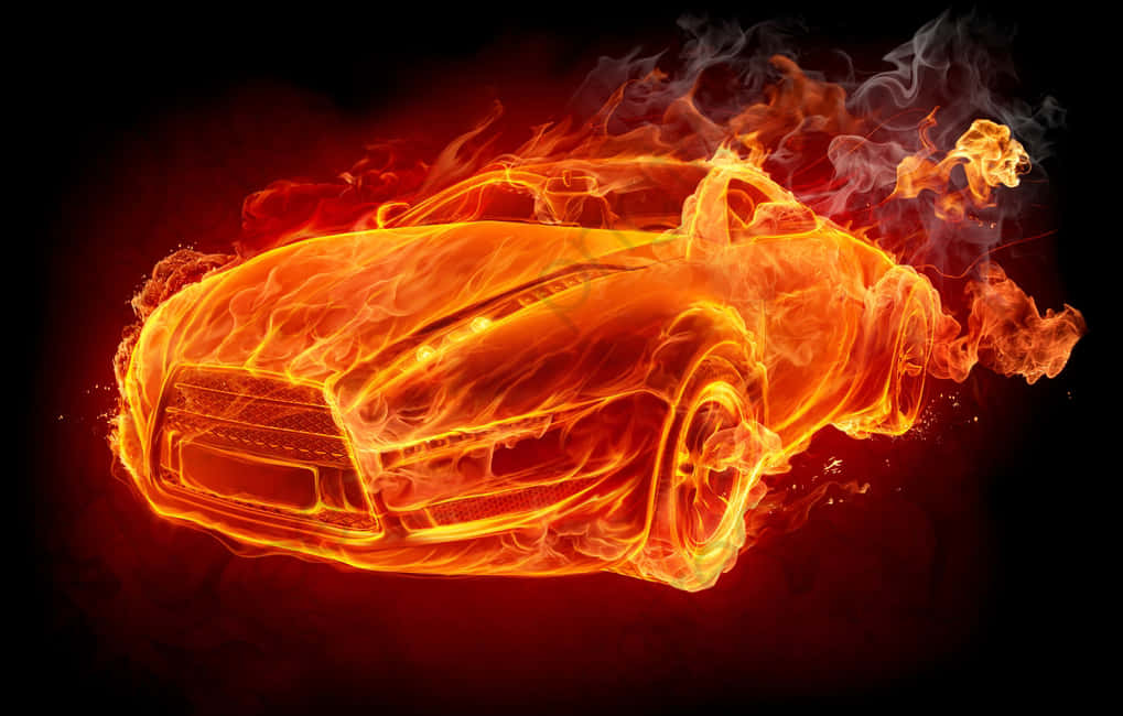 Flaming Sports Car Illustration PNG