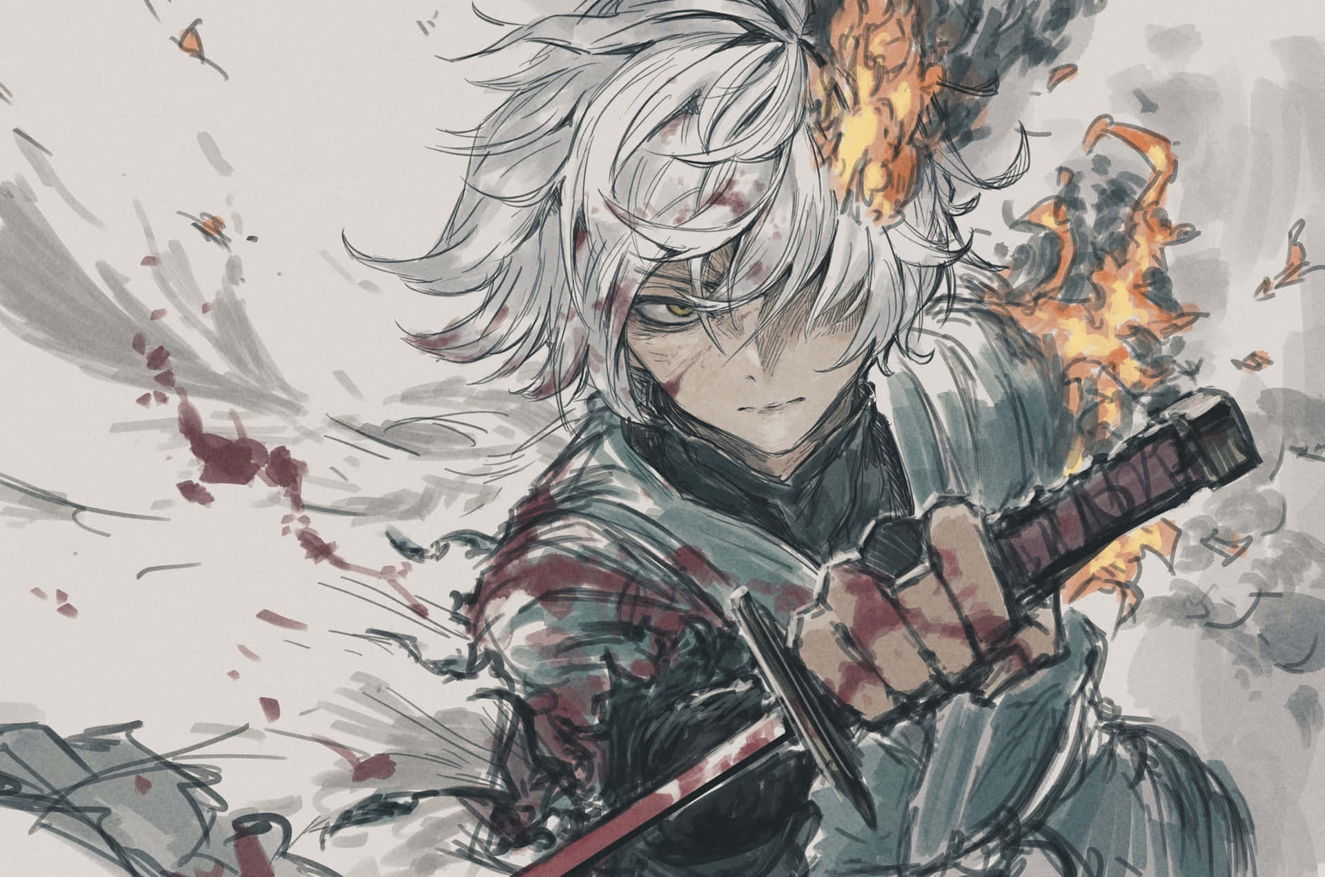 Flaming Sword Anime Warrior Wallpaper