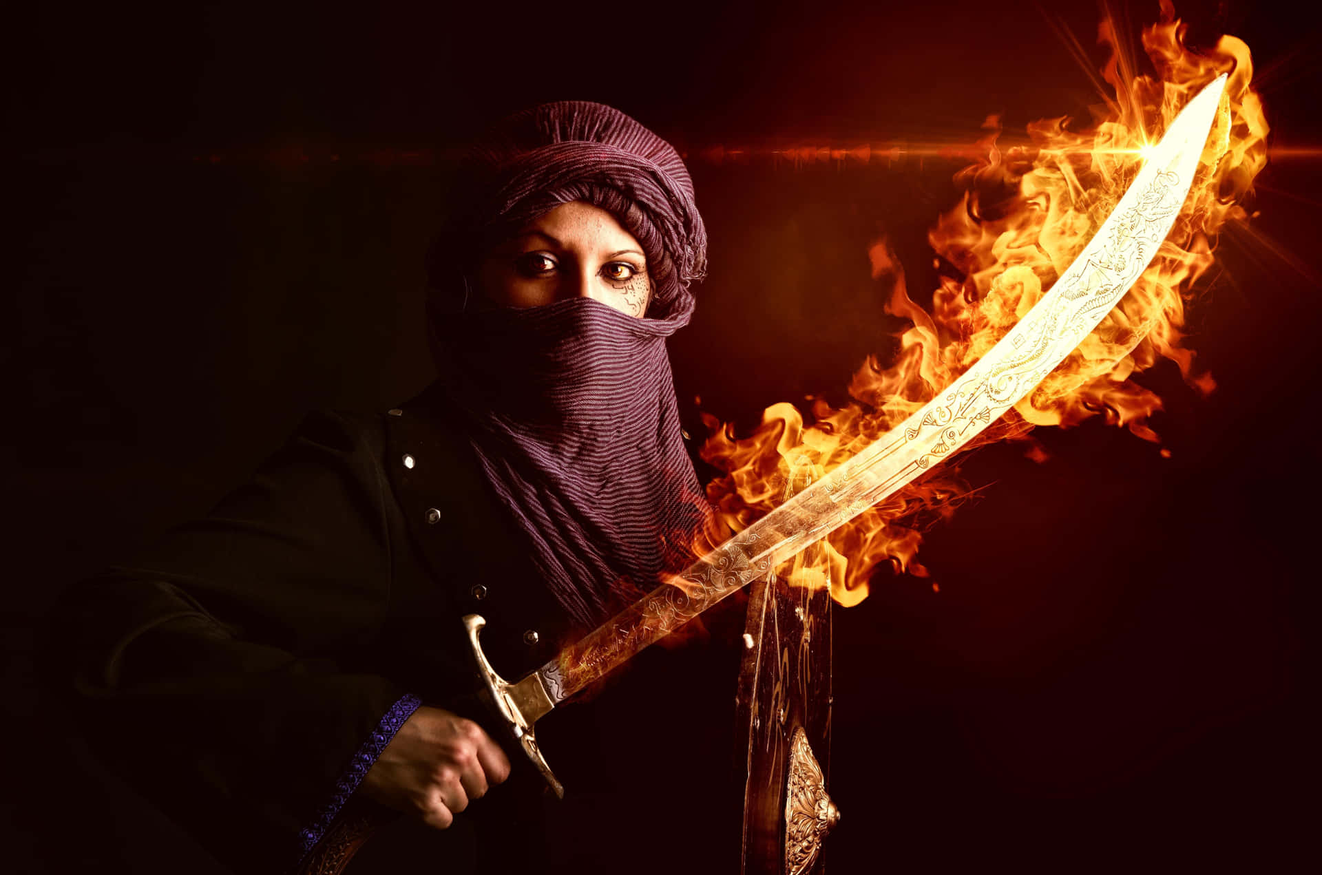 Flaming_ Sword_ Islamic_ Warrior Wallpaper