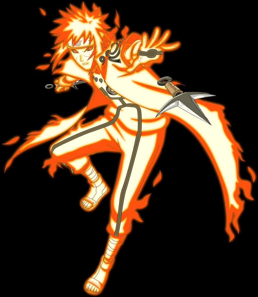 Flaming_ Anime_ Character_ Art PNG